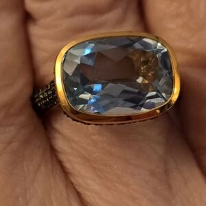 Blue Topaz and Blue Diamond Ring